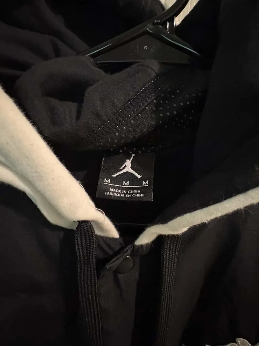 Jordan Brand Black and White Snap-Up Varsity Hoodie Jacket Jumpman Size M